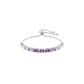 Matrix bracelet, Baguette cut, Purple, Rhodium plated